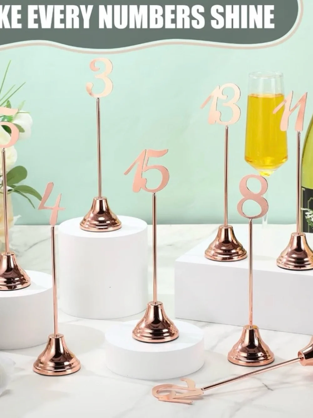 Rose Gold Table Number Holders - Set of 15